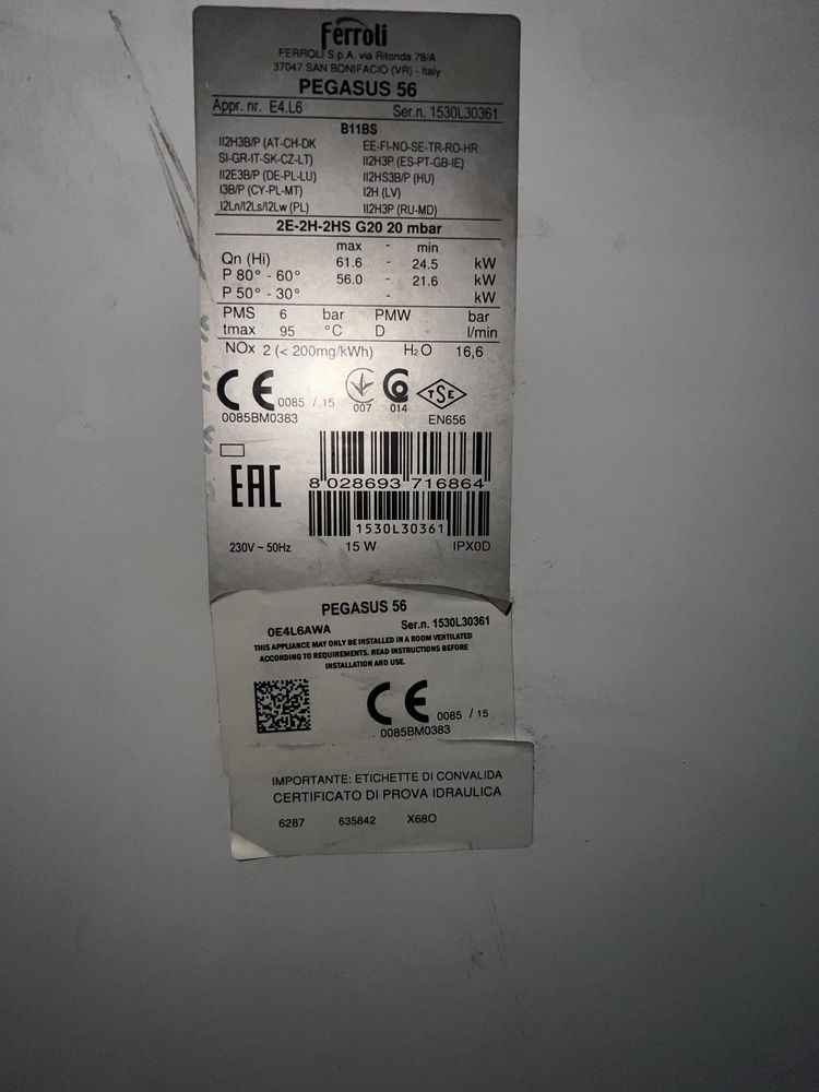 Газовый котел Ferroli Pegasus 56 kw