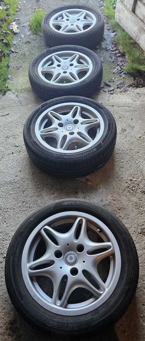 Original, set complet de roti, jante aliaj, cauciucuri de vara, Smart