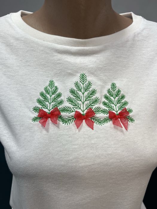 Коледни тениски с елхички и 3D панделки