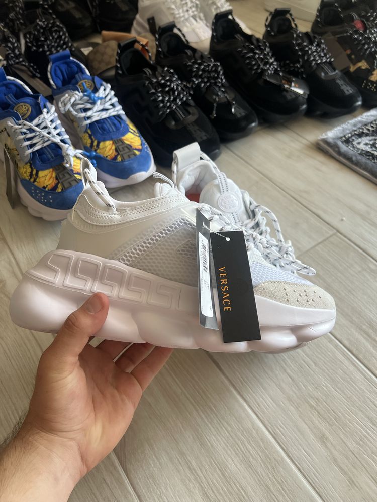 Adidasi Versace Chain Reaction Albi