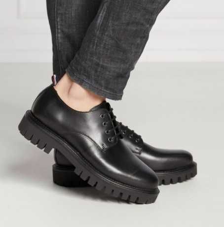 Pantofi derby 42 42.5 43 43.5 lace up ZARA NOI piele naturala negru