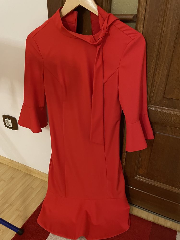 Rochie dika rosu corai inchis xs cu elastan