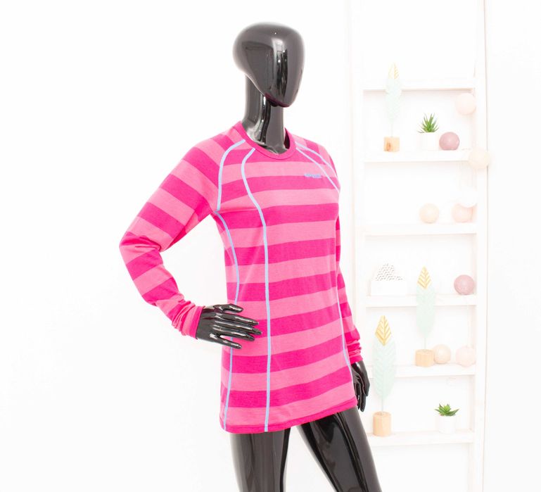 Bergans дамска блуза от мериносна вълна розово райе термо блуза L