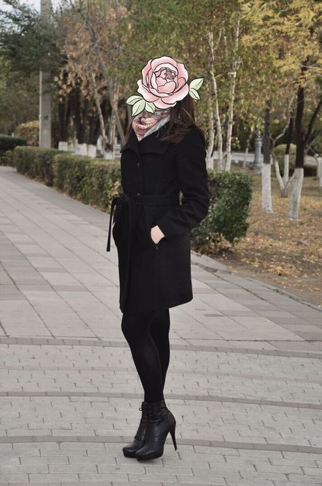 Пальто драповое черное