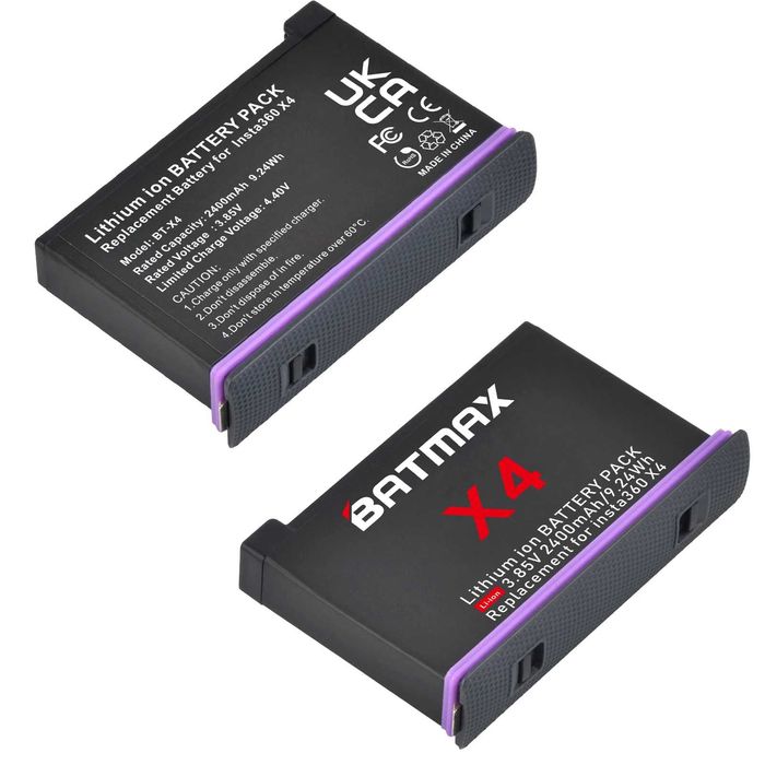 Set 2 acumulatori 2400mAh + incarcator triplu camere Insta360 X4