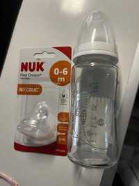 NUK First Choice+ стъклено шише 240 мл. със силиконов биберон