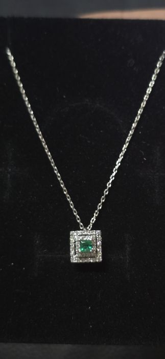 Lant aur 18 k diamante si smarald naturale