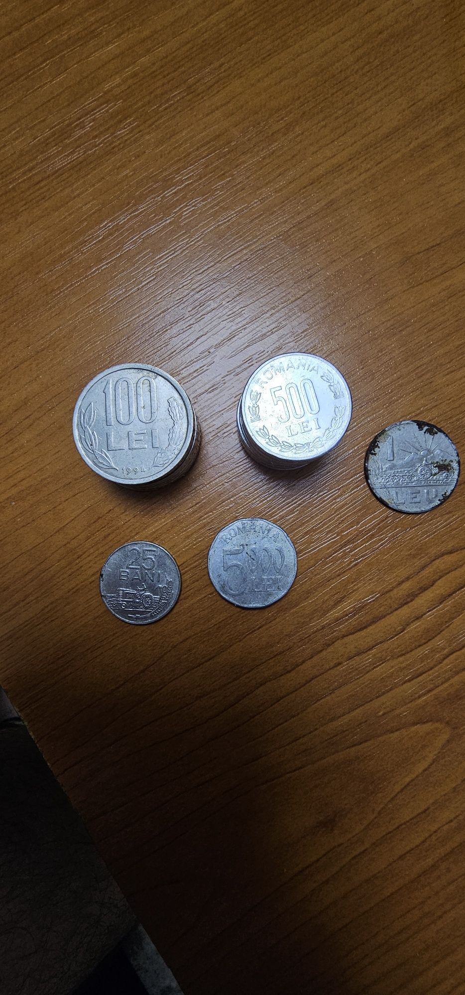 Colecție rară de monede românești vechi – 100, 500, 5000 lei, 25 bani