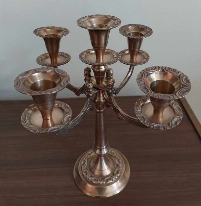 Канделябр бронзовый. Подсвечник пятирожковый бронза