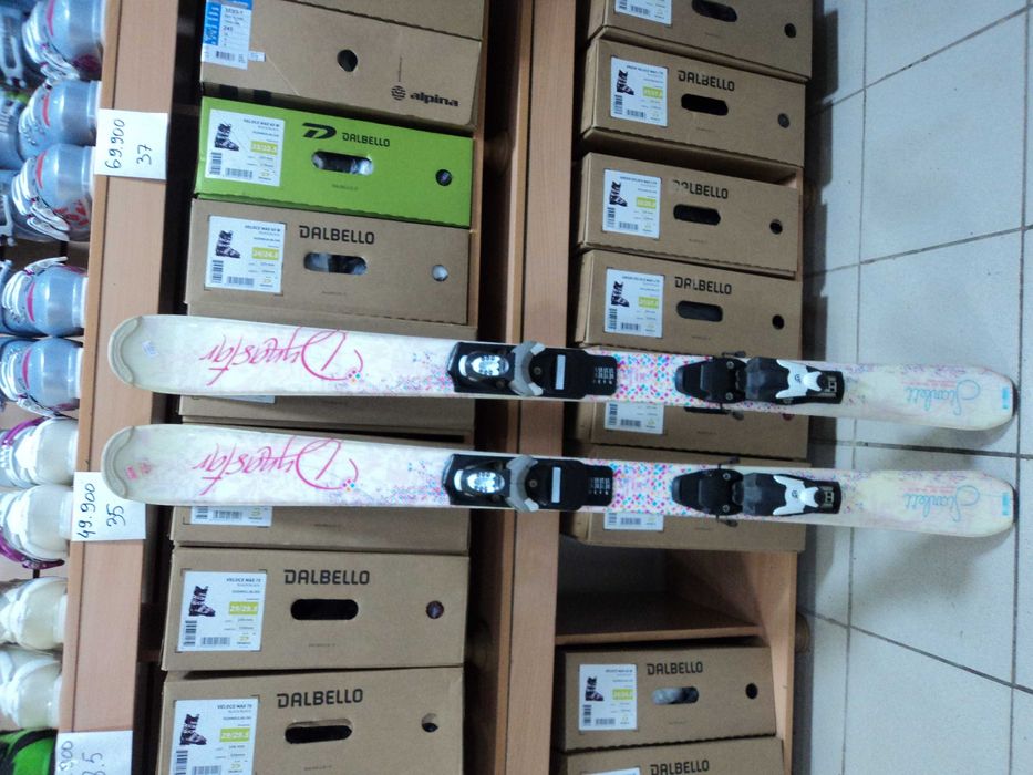 Не новые лыжи для девочек DYNASTAR м-ль Starlett 120 см с кр-ми LOOK
