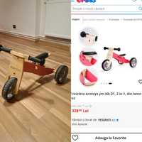 Bicicleta lemn 2in 1 Ecotoys