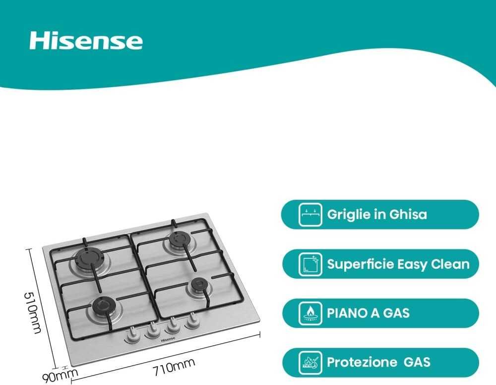 Газов плот Hisense (GM642XF) с 4 газови зони 51x61x9см