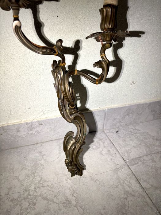 Set 2 aplice duble vechi din bronz masiv