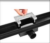 Rigola dus negru mat, Faiantabila, integral otel inox, 800mm x 70 mm