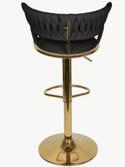 Set 2 scaune rotative de bar catifea neagra sau crem