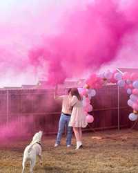 Confeti artifcii fumigene cu pudra colorata roz albastru gender reveal