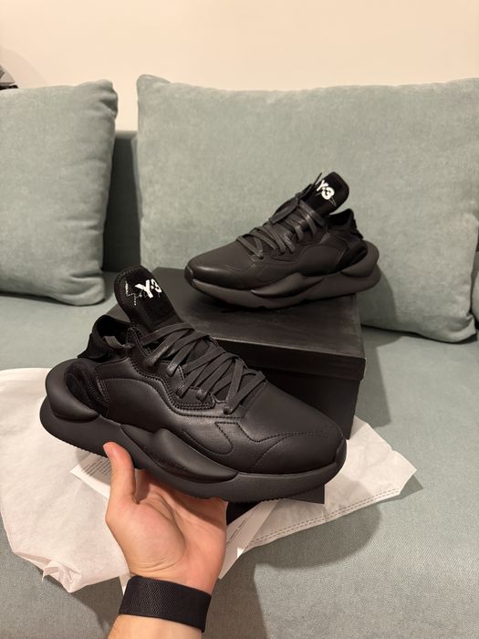 Y-3 Kaiwa din piele negri Premium