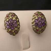 cercei argint 925 cu ametiste, peridot, rodolite