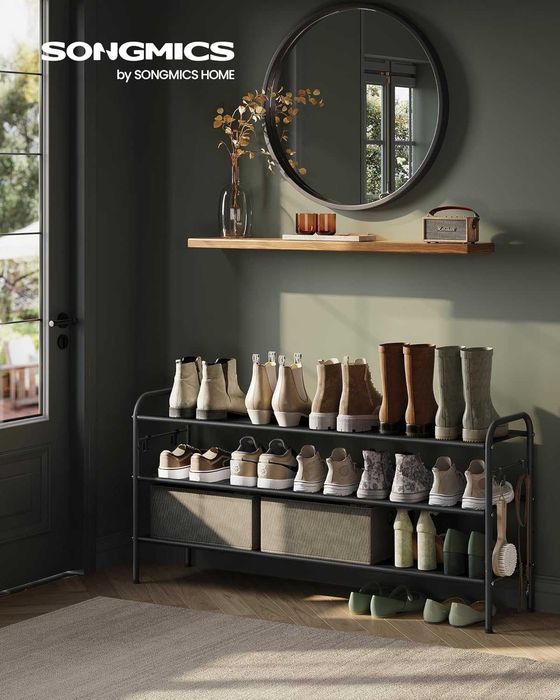 SONGMICS Стойка за обувки, 3-етажен органайзер за обувки