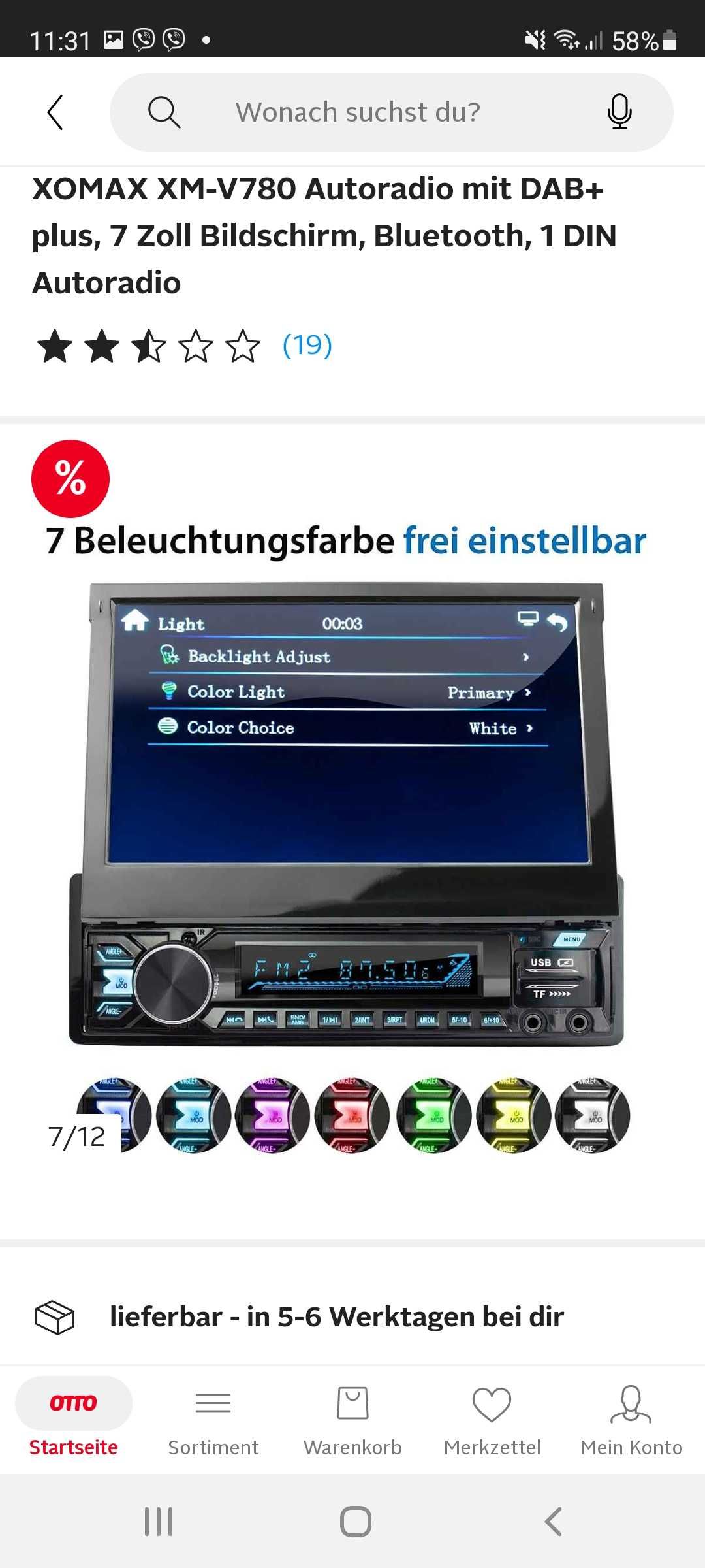 СД XOMAX XM-V780 Autoradio mit DAB+ plus, 7 Zoll Bildschirm, Bluetooth