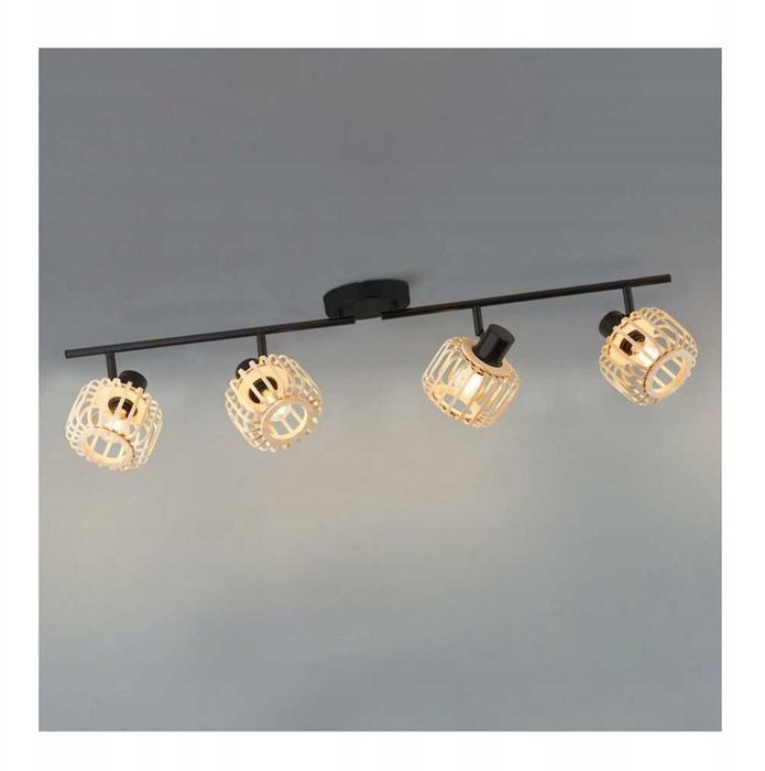 Lustra Inspire  Pecan, Bambus,  Metal, IP20, Negru/Bej