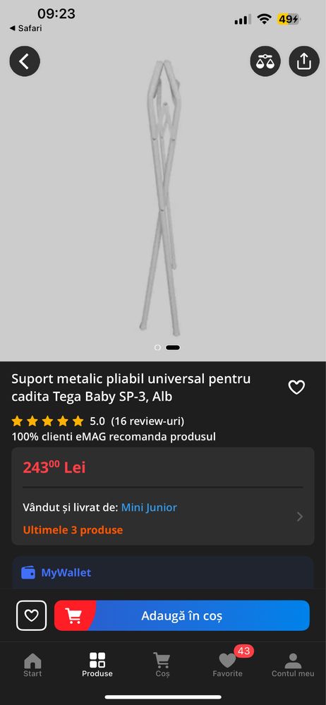 Cădița pentru bebelusi bej + suport