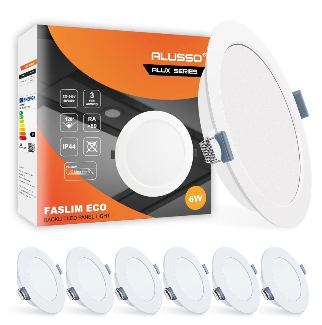 LED луни 6 бр ALUSSO FASLUM ECO Ф118мм, 6W, 3000K, 430lm