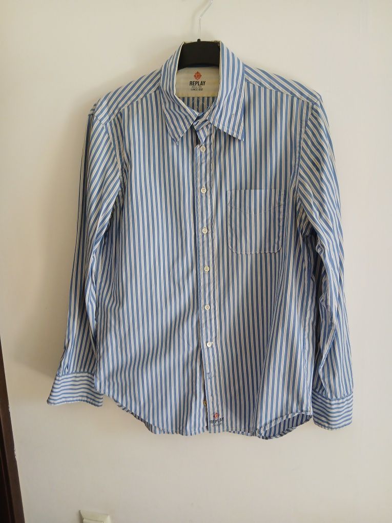 Camasa barbati in dungi marca Replay marime 44 sau XXL stare perfecta