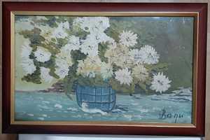 Pictura in ulei pe panza, vaza cu flori