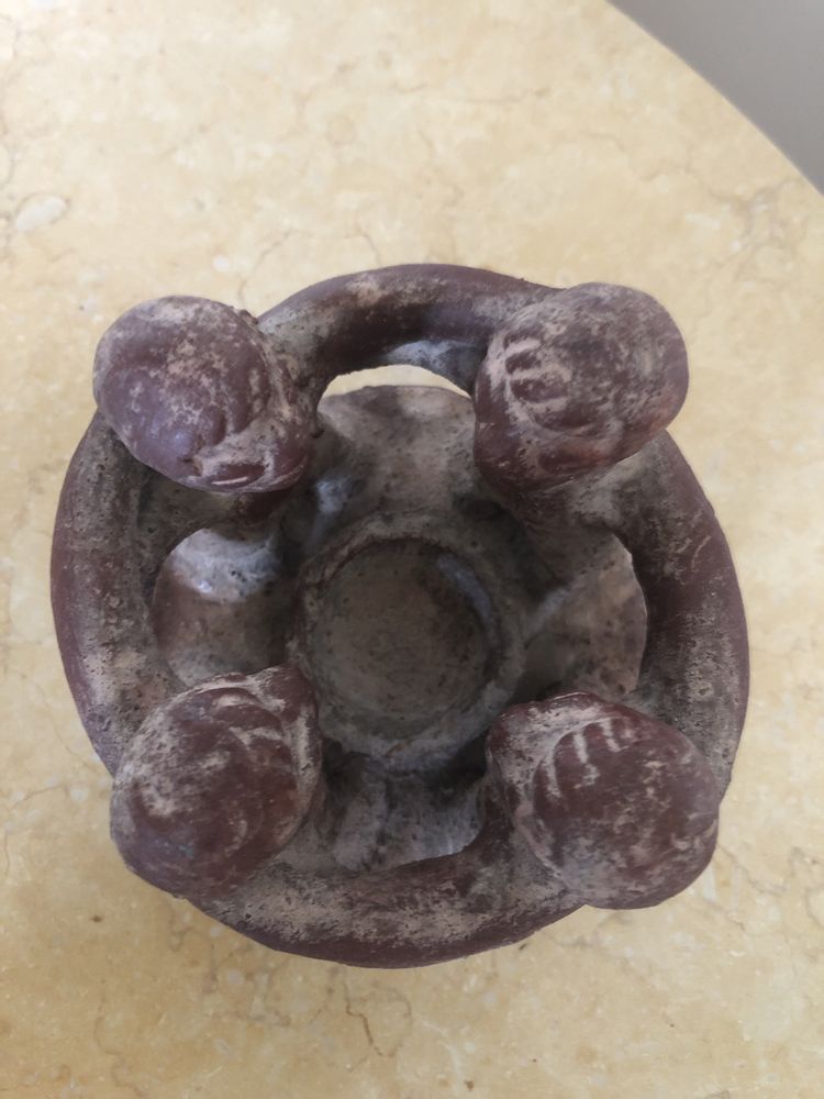 Statueta,statuie azteca ceramica rotunda,suport lumanare