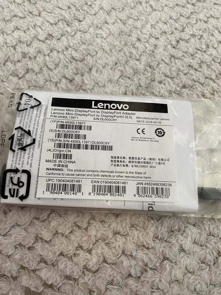 Adaptor Lenovo Mini-DisplayPort to Display Port 4X90L13971