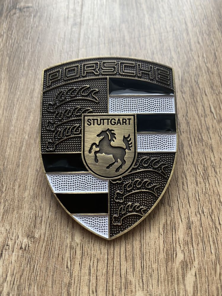 Emblema Semn Logo Stema Capota Porsche Negru Auriu Argintiu Bronz