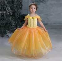 Ефирна рокля- костюм на принцеса Бел+ подарък коронка. Аксесоа