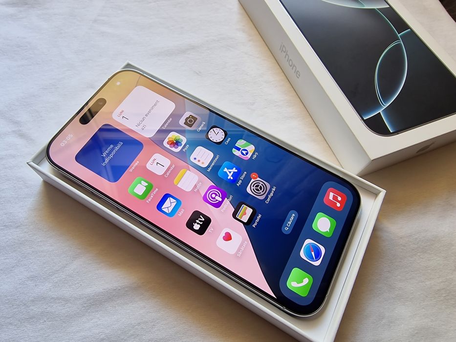 Vand IPHONE 16 PRO MAX 1TB full box impecabil white