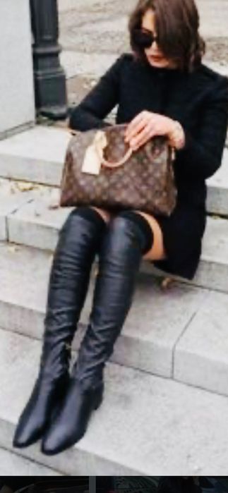 Cizme strech Massimo Dutti piele naturala  peste genunchi piele  37