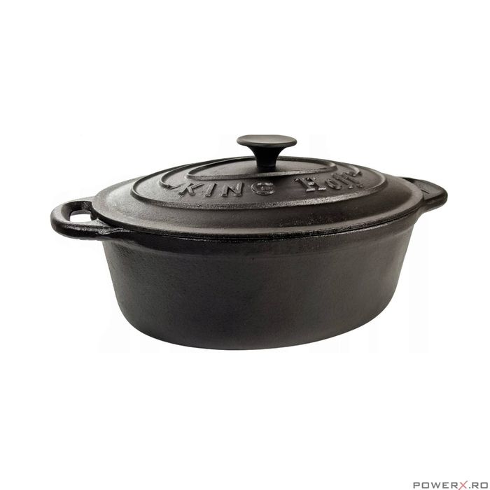 Oala din fonta 4.5 litri, cu capac, negru, KingHoff