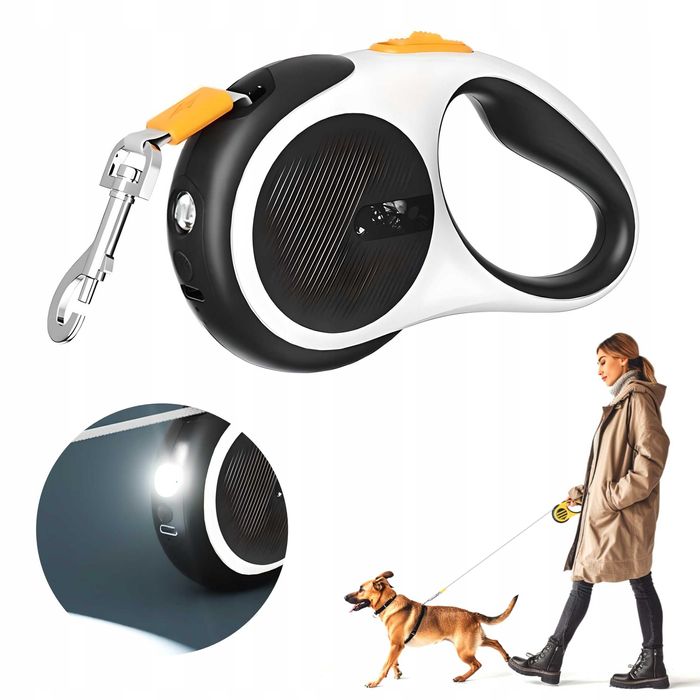 Автоматичен Повод за Кучета Вграден LED Фенер, Дължина 5м до 30кг Куче