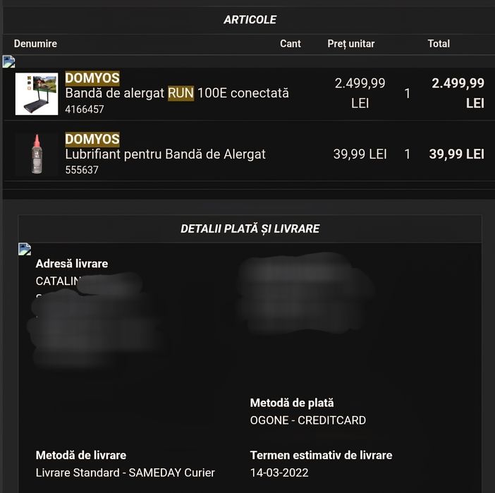 Banda alergare Domyos Run 100E