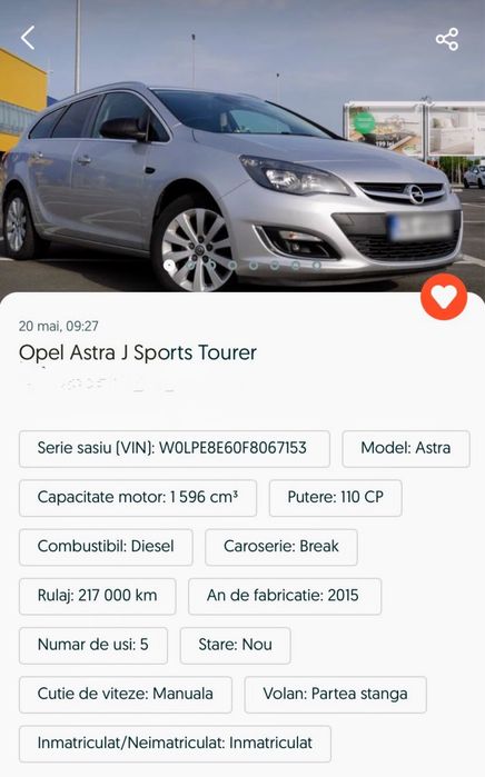 Opel astra J 2015