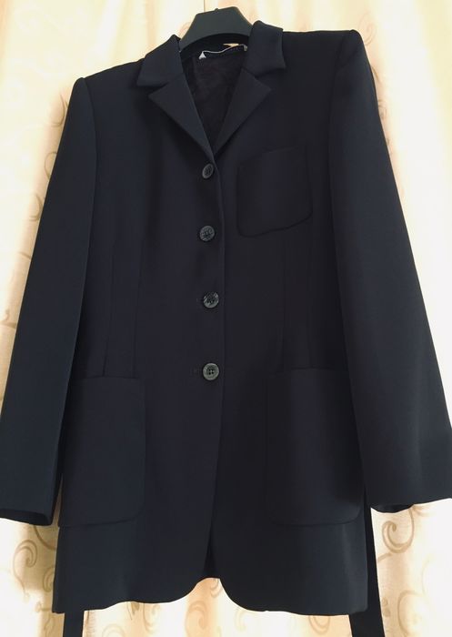 sacou negru lung cu cordon măr 38