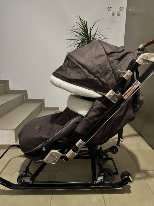 Санки-коляска Ника НД7-8К/2 В ёлочку коричневый