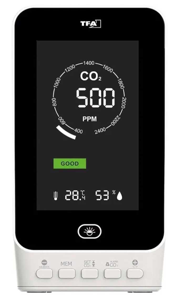 CO2 монитор за въглероден диоксид немски "TFA" вградена батерия