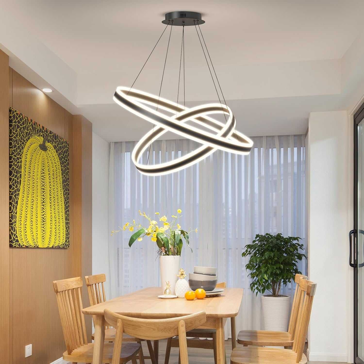 Модерен LED полилей Fordeson, 2 пръстена, димиране, SX-40+60см