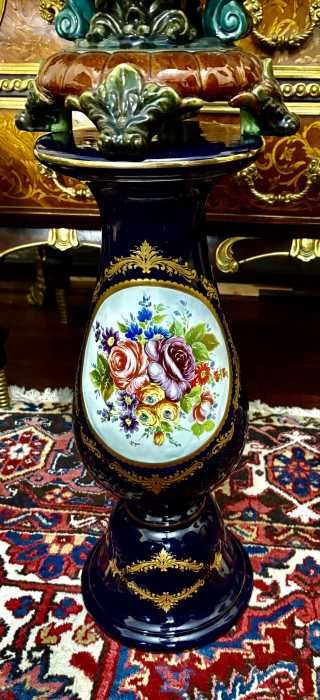 Superb piedestal in stil Sevres-marcat-buchet floral-Franta