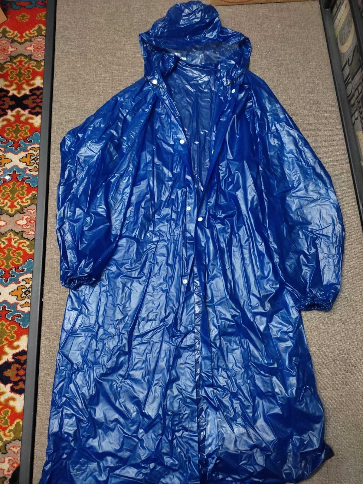 Дождевик синий с козырьком плотный защита от дождя