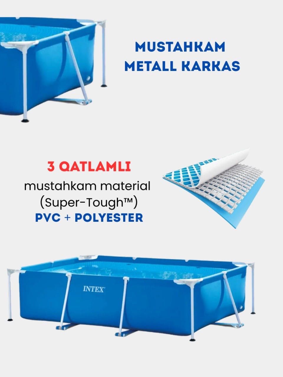 Бассейн, каркасный Intex Prism 2282 л, 260×160×65/Basseyn, Intex Prism