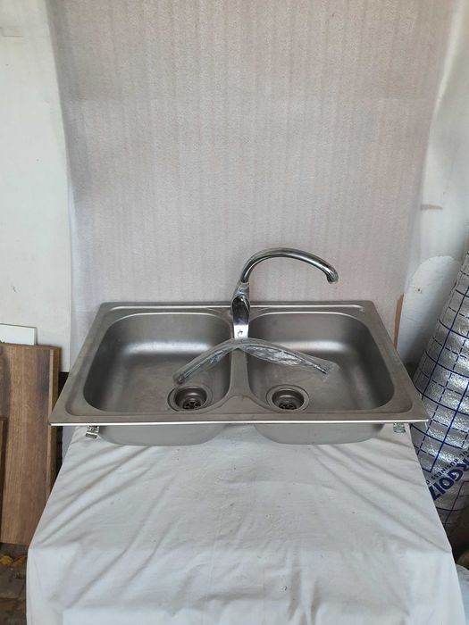 Мойка раковина нержавейка двойная 80×50