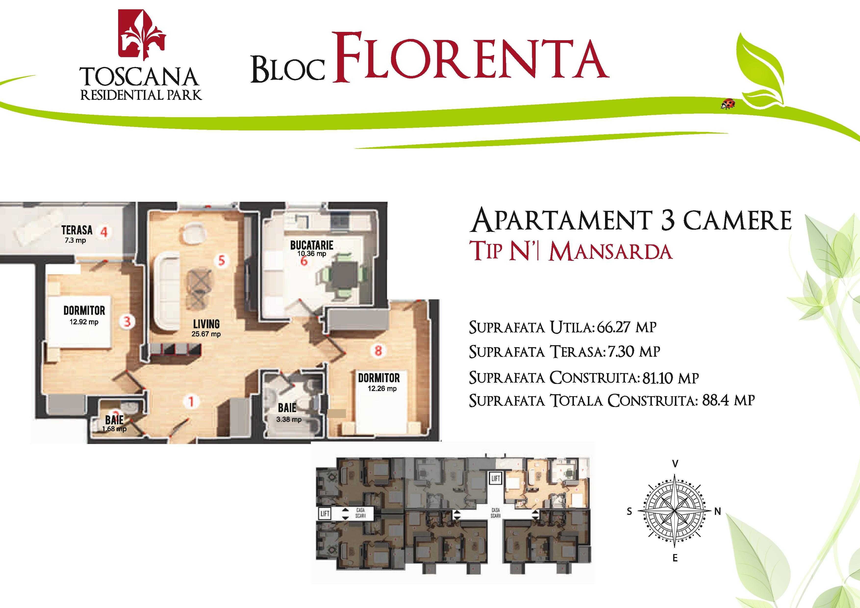 Apartament 3 camere vanzare Otopeni - Toscana Residence Park