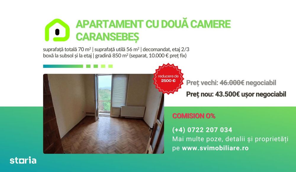 Comision 0 - Apartament cu 2 camere, zona Garii, Caransebes