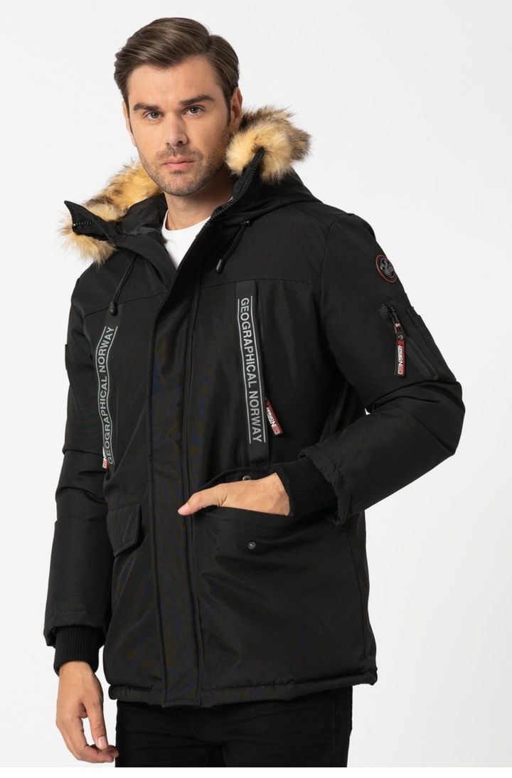 Geographical Norway - Geaca parka cu vatelina si gluga Cabrac, Negru,